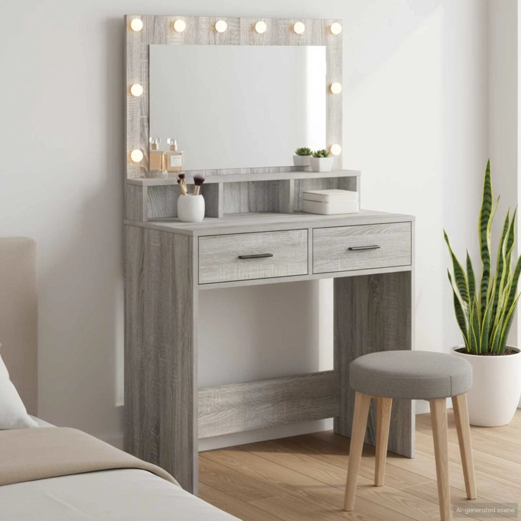 Tavolo da Trucco con cassetto Grigio Sonoma 79 x 41 x 135 cm 865087