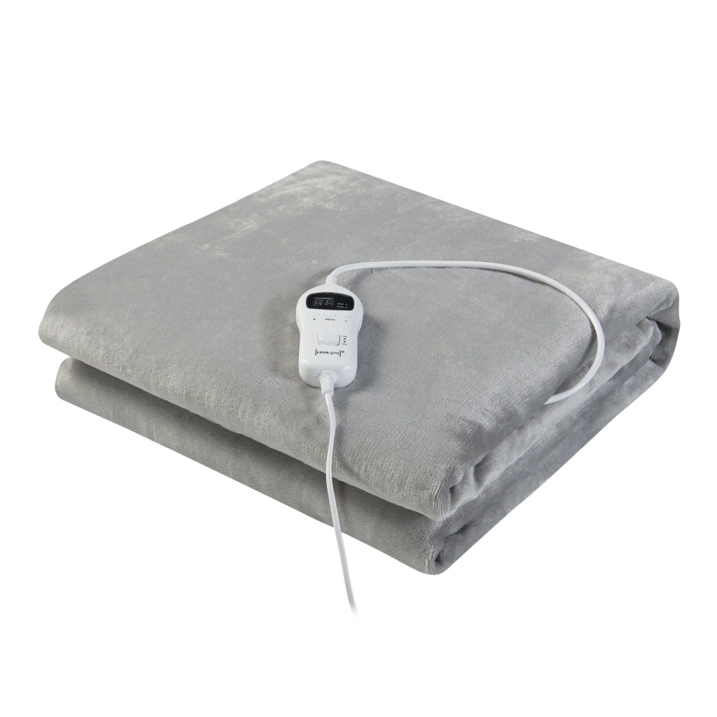 Coperta elettrica riscaldata 120 watt camera da letto 180 x 130 cm grigio chiaro 03_0009330
