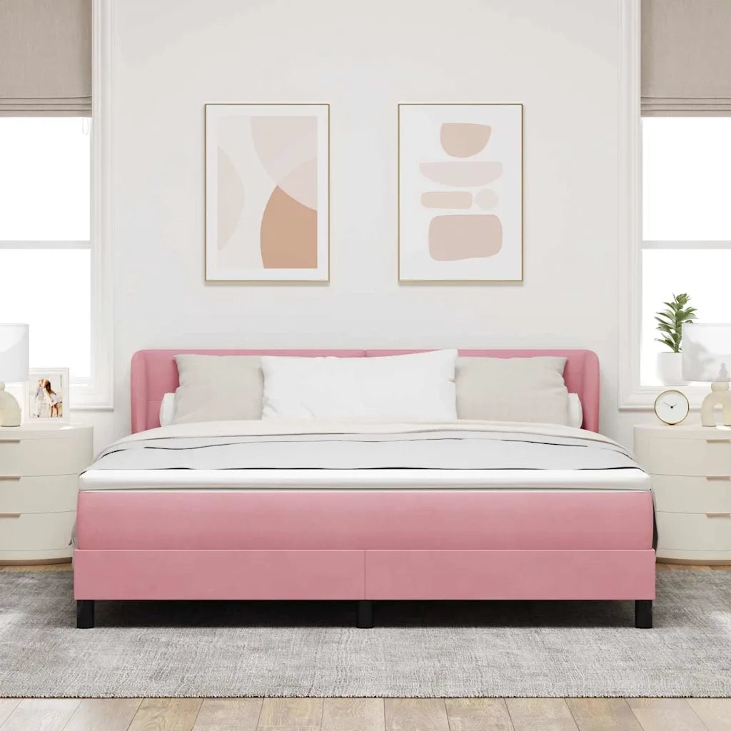 Letto a molle con testiera Rosa 180 x 200 cm Velluto 3340405