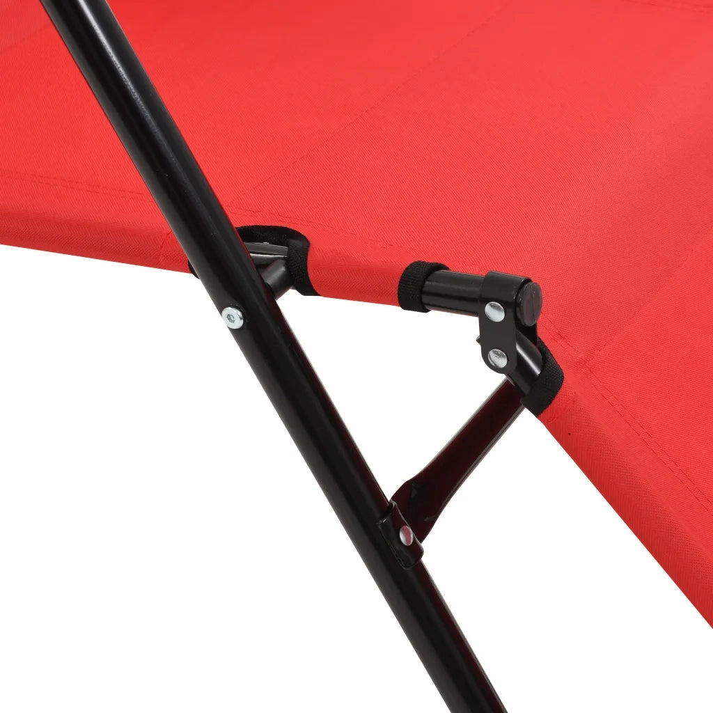 Lettini Prendisole 2 pz Pieghevoli e Poggiagambe Acciaio Rosso cod mxl 23994