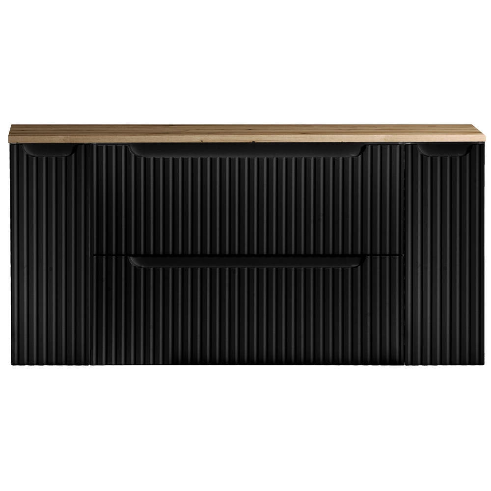 Mobile Sottolavabo da Parete NEWPORT con 2 Cassetti e 2 Armadietti 120 x 60 x 40 cm - Nero / Effetto Rovere [en.casa]