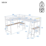 Letto a castello 90x200 cm - Xylo - Bianco con tavolo e scala