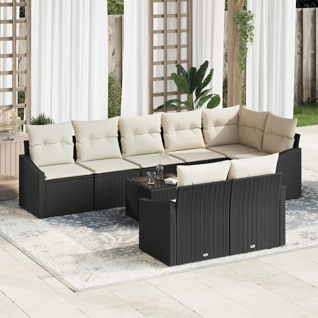 Set Divano da Giardino 9 pcs Marrone e Crema polyrattan 3355446
