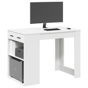 Scrivania con Cassetto e Ripiano Bianca Legno Multistrato 858686