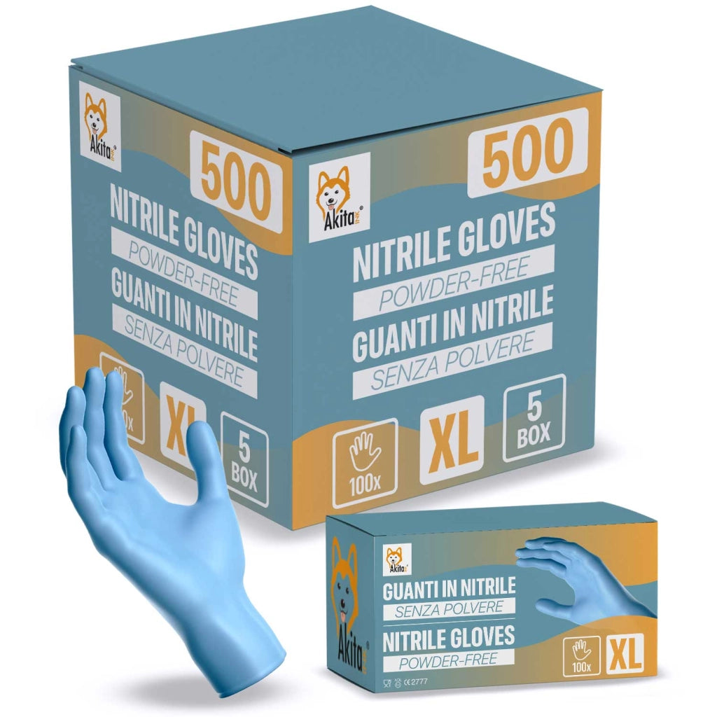 Guanti Nitrile Blu XL Senza Polvere Akitaink 500 pezzi
