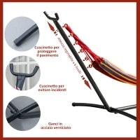 Amaca da Giardino Autoportante con Struttura in Acciaio e Cotone Multicolor, Custodia Inclusa