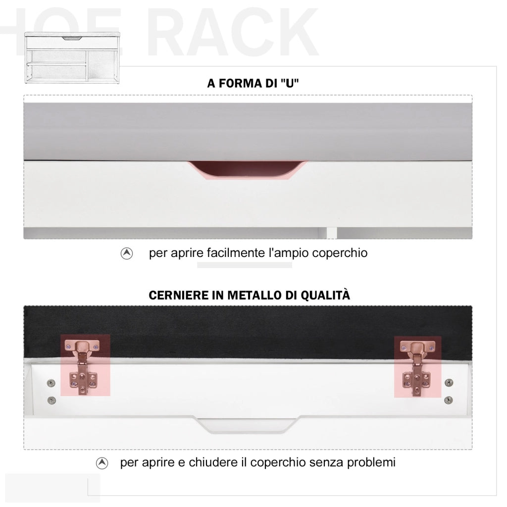 EasyComfort Mobile Scarpiera Salvaspazio con Panca Contenitore e Vani Aperti