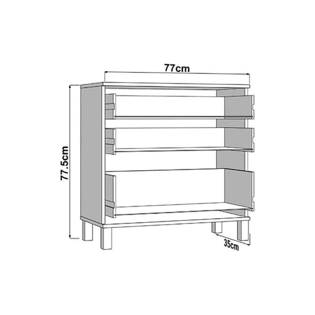Madia Mindo, Credenza 3 Cassetti, 77x35x78h cm Marrone Rovere Nodi