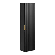Colonna bagno NOXERA – 1 porta – Nero opaco – Design scanalato e maniglie personalizzabili