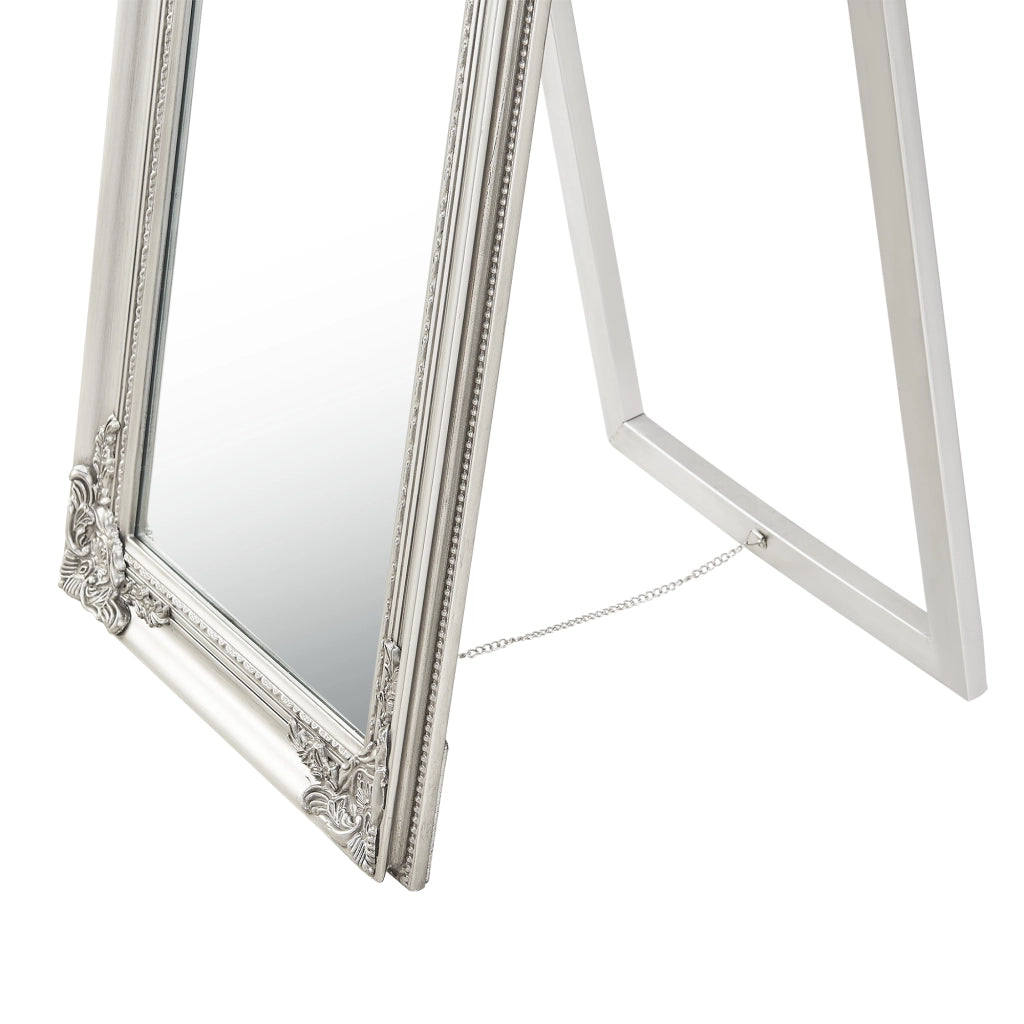 Specchio da Terra Arezzo a Figura Intera 160 x 40 cm Cornice in Eucalipto - Argentato [en.casa]
