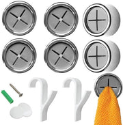 Kit di appesi per asciugamani 6 pezzi - Appeso rotondo autoadesivo - Senza foro - Doppio utilizzo - Antiscivolo - Montaggio semplice - Spina per parete