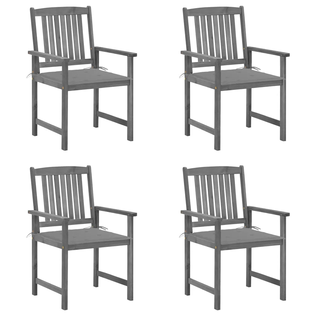 Sedie da Giardino con Cuscini 4 pz in Massello di Acacia Grigio cod mxl 7912