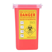 Contenitore per rifiuti 1 Litro - Contenitore per rifiuti con chiusura a clip - Contenitore per rifiuti medico - Resistente alle punte - Coperchio scorrevole - Facile da usare - Contenitore per siringhe