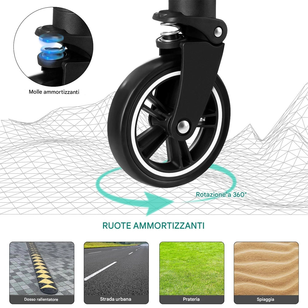 Passeggino 2in1 per Animali Domestici Carrozzina Cani Gatti Convertibile Marrone