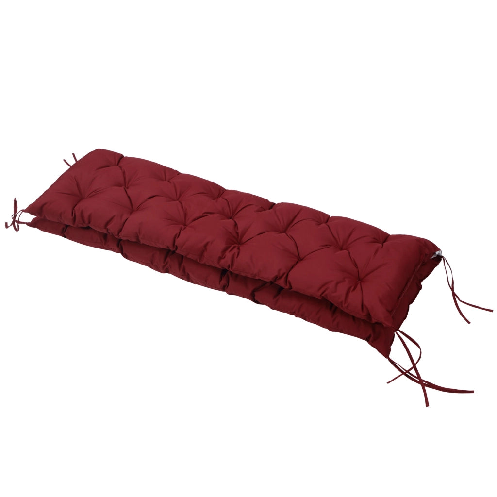 Cuscino da banco 150 x 98 x 8 cm con lacci, imbottitura in schiuma, rosso, per interno ed esterno