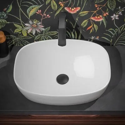 Lavabo da appoggio 60x38 cm in ceramica bianco lucido