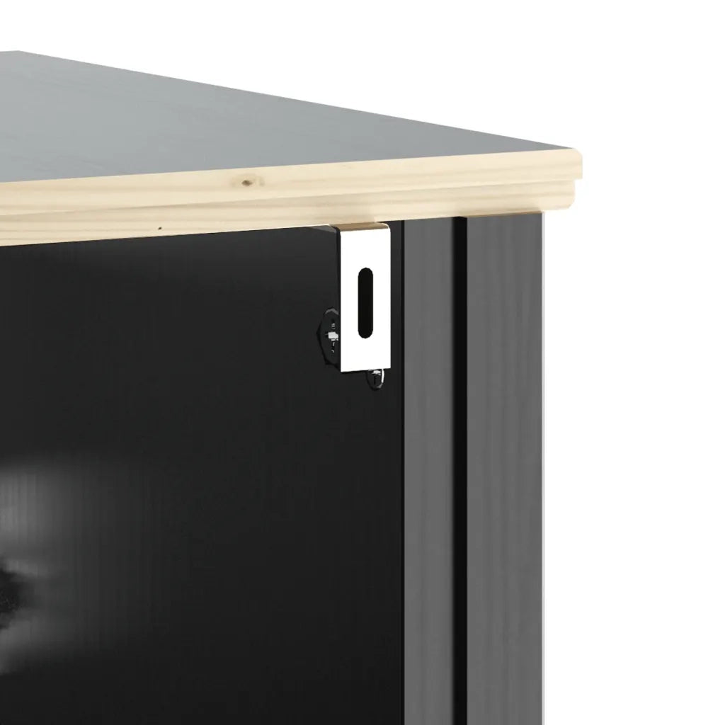 Set Mobili da Bagno 2 pz BERG Nero in Legno Massello di Pino