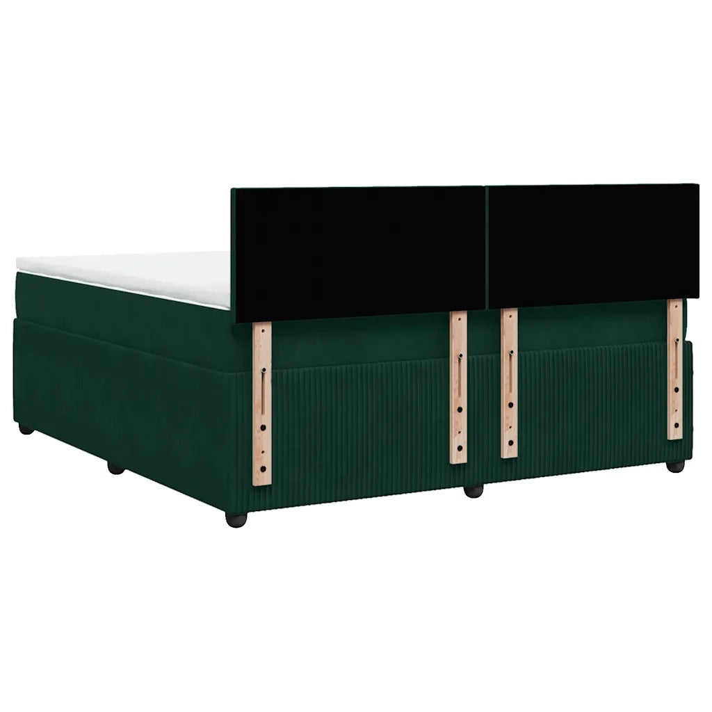 vidaXL Giroletto a Molle con Materasso Verde Scuro 180x200 cm Velluto