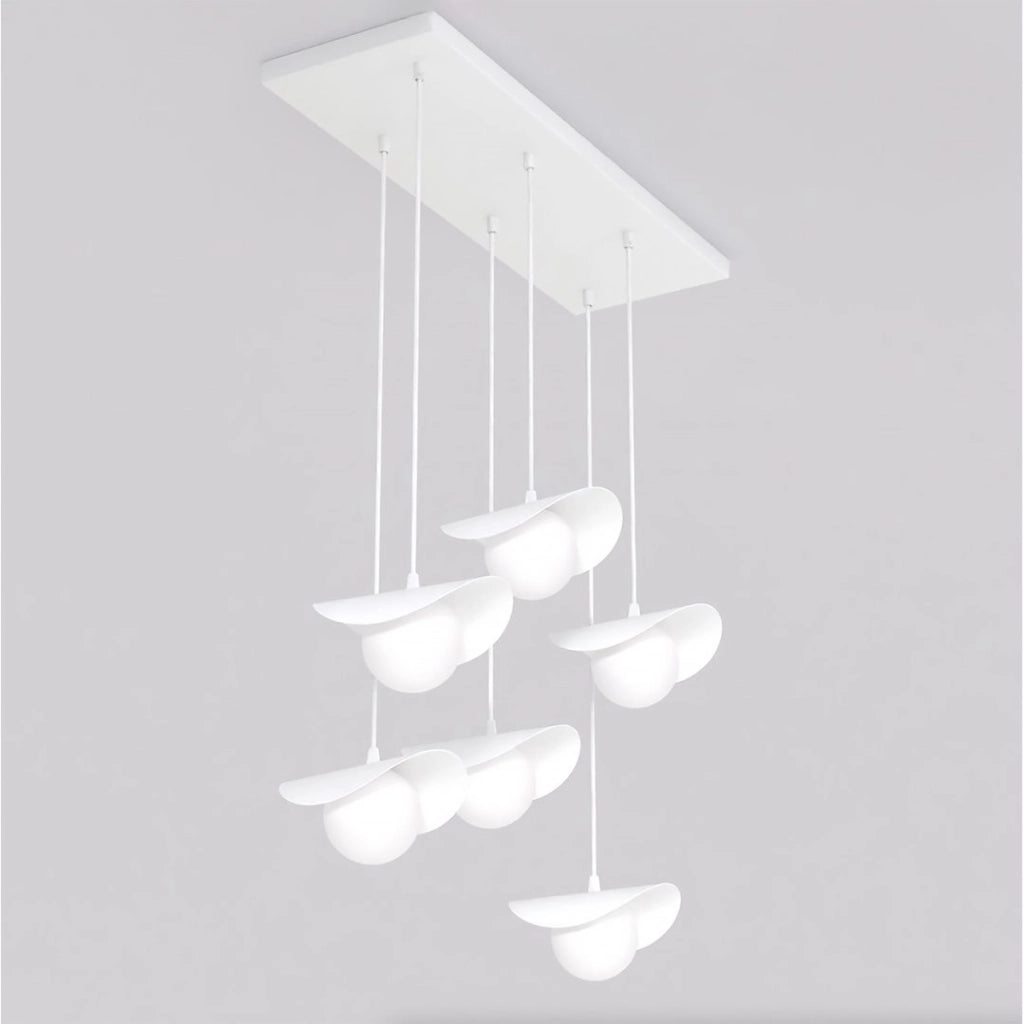 Lampada a sospensione Ritual 6 in acciaio bianco opaco