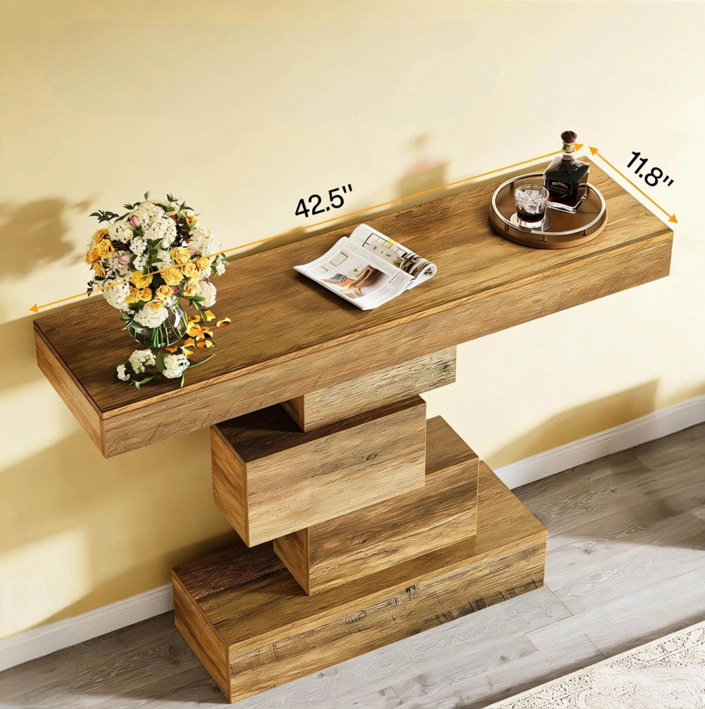 Tavolo consolle rustico marrone chiaro 108x30x80 cm