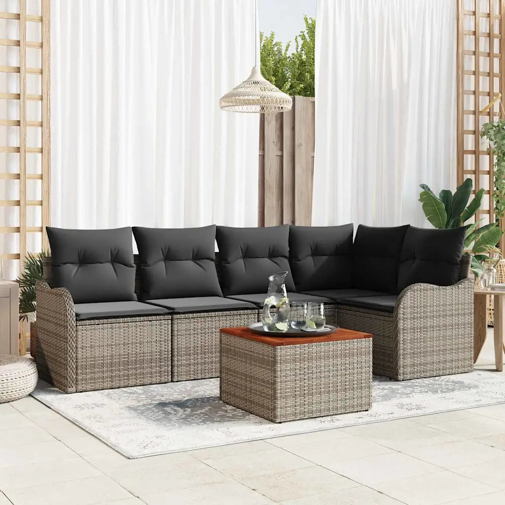 Set Divano da Giardino con cuscino 6 pcs Grigio polyrattan 3347454