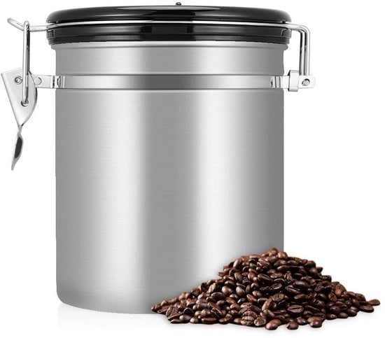 Contenitore per Caffè in Acciaio Inossidabile 304 - Totale Protezione contro l'Ossidazione - Capacità 16 ml - Dimensioni 12 x 15 x 12 cm - Cura delle Beccate - Contenitore per Caffè