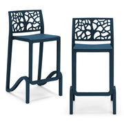 Set 2 sgabelli in polipropilene TETI altezza seduta 65cm, impilabile, idrorepellente, resistente ai raggi UV, design moderno e innovativo, ideale per la cucina, la veranda o giardino colore Petrolio