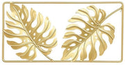 Decorazione per muro - Disegno foglia - Coating dorato - Decorazione metallica - Dimensioni 24 x 12 cm - Leggero - Decorazione per muro duratura e stile