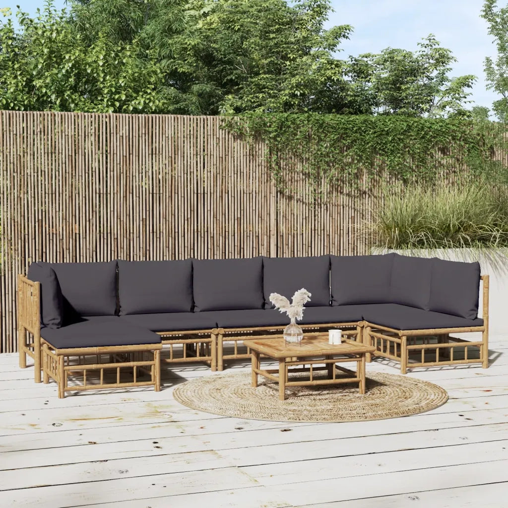 Set Salotto da Giardino 8pz con Cuscini Grigio Scuro BambÃ¹cod mxl 76333