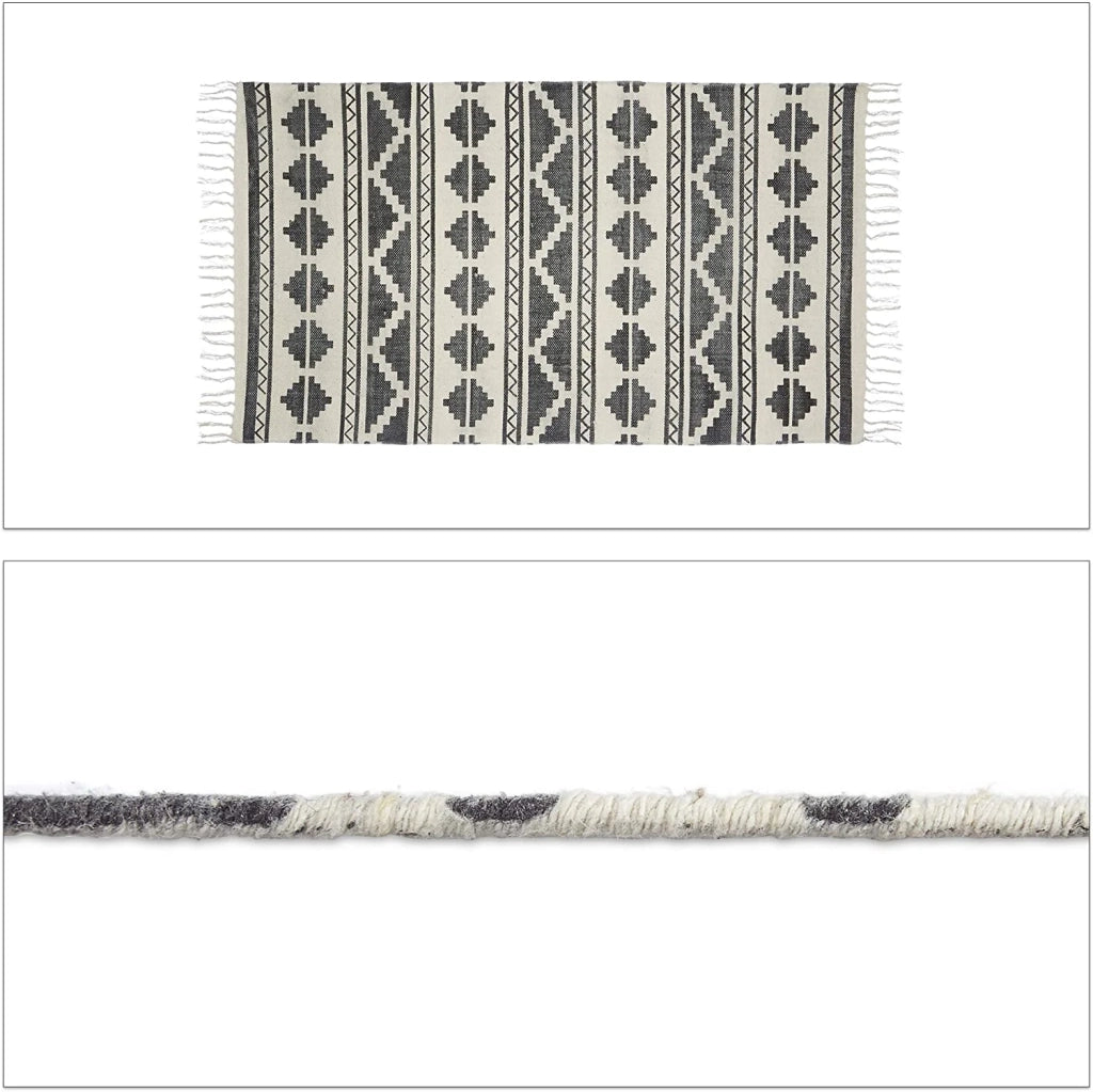 Tappeto da corridoio/soggiorno con stampa geometrica 60 x 95 cm cotone bianco 13_0002833