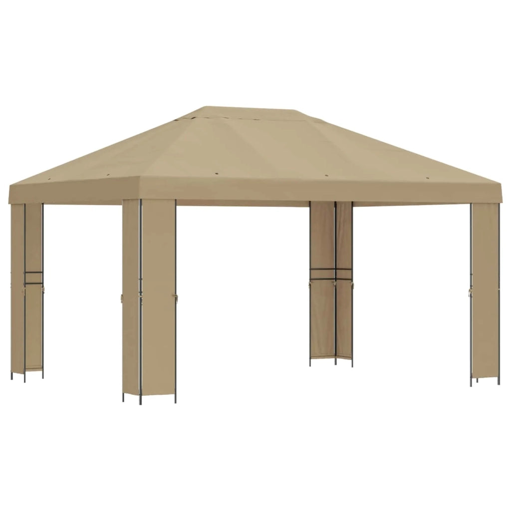 Gazebo | Pergolato 4 ¡Á 3 m Beige Poliestere e Acciaio 190 gsm