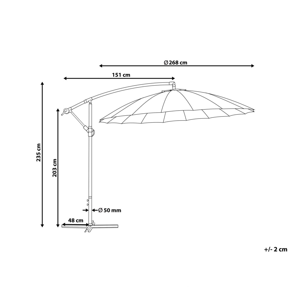 Ombrellone da giardino a sbalzo alluminio grigio chiaro Tettoia in poliestere 235 x 268 x 268 cm Mobili da esterno regolabili