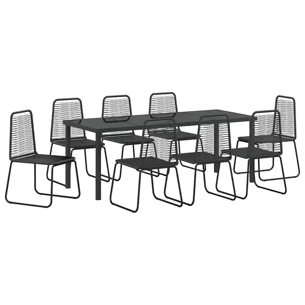 Set da Pranzo per Giardino 9 pcs Nero