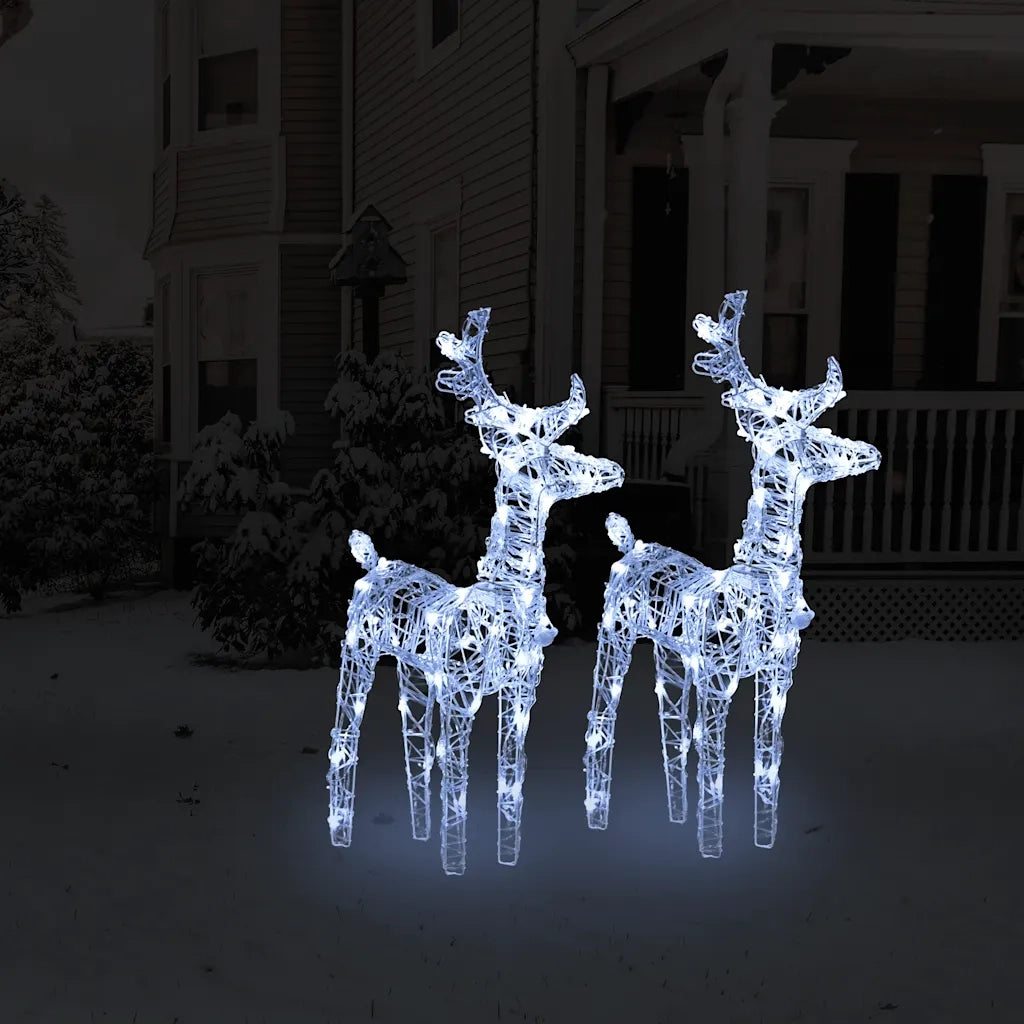 Renne di Natale 2 pz Bianco Freddo 80 LED in Acrilico cod mxl 42201