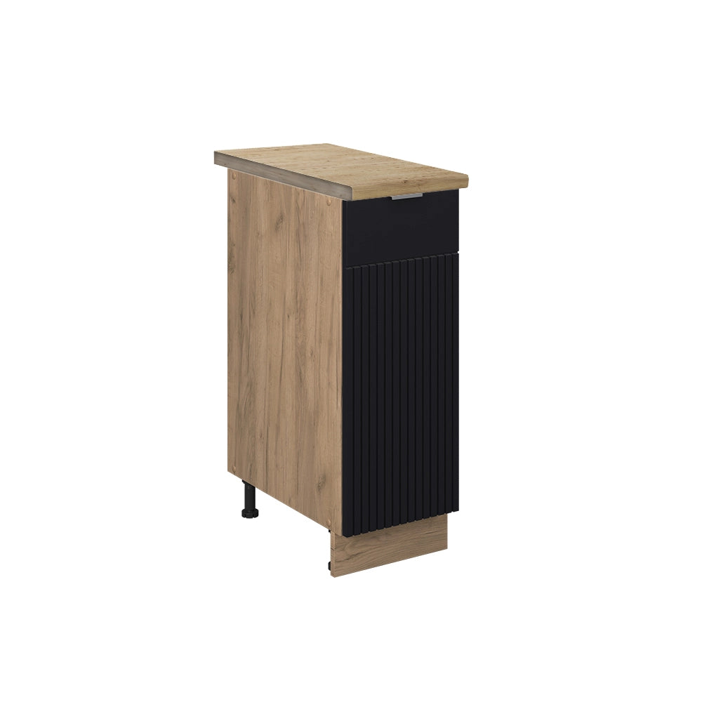 Vicco Armadio cucina dispensa alto Nero a righe 30 cm , PL Rovere