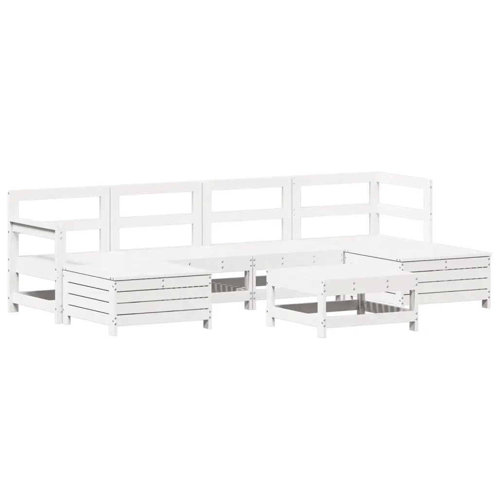 Set Divani da Giardino 7 pz Bianco in Legno Massello di Pino 3250989