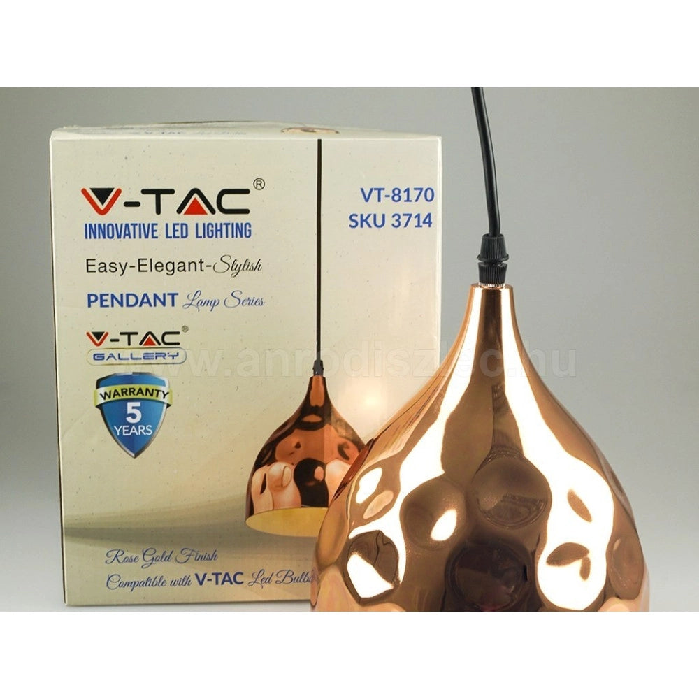 Trade Shop - Lampadario Pendente Lampada A Sospensione In Metallo Cono Oro Rosa Rame Vt-8170 -
