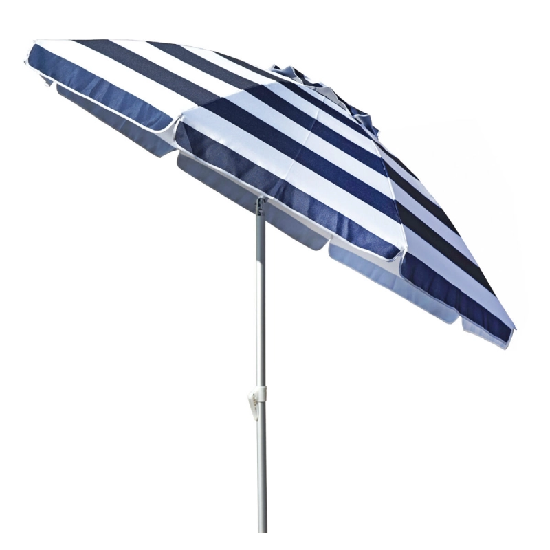 Set Di 10 Ombrelloni Portovenere Alu 200/8 Rigato Bianco/Blu Moia