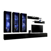 Mobile TV FLY E3 design, colore nero lucido. Mobile sospeso moderno e alla moda per il tuo soggiorno.
