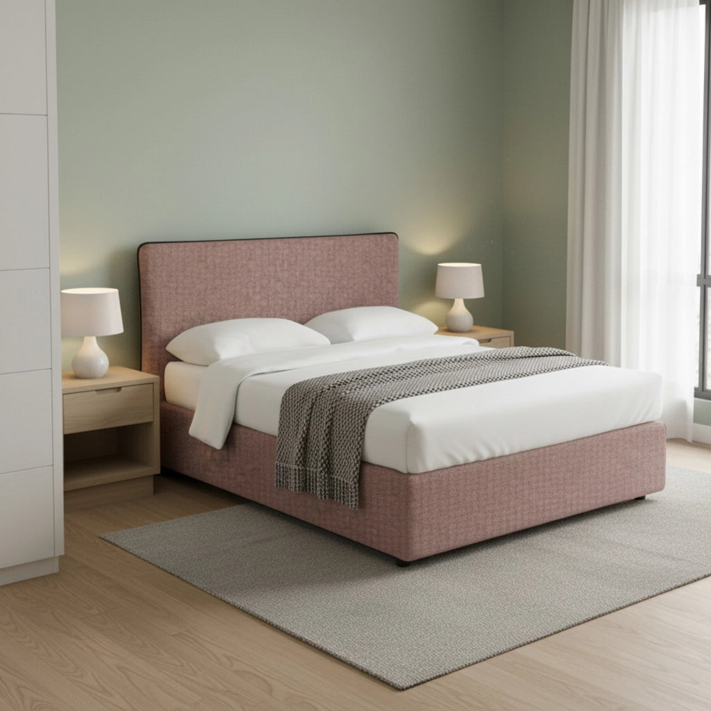 Tipton, Letto Matrimoniale Sfoderabile Made in Italy, Rosa Antico