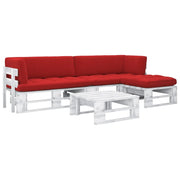 Set Divani a Pallet e Cuscini 4 pz in Pino Impregnato Bianco cod mxl 35973