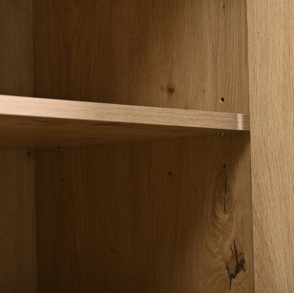 Credenza nera e legno con 3 ante e 3 cassetti