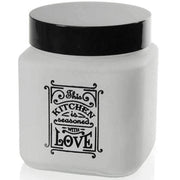 Trade Shop - Barattolo Contenitore Vetro Quadrato Bianco Moderno Satinato 1000 Ml 12cm 833502 -