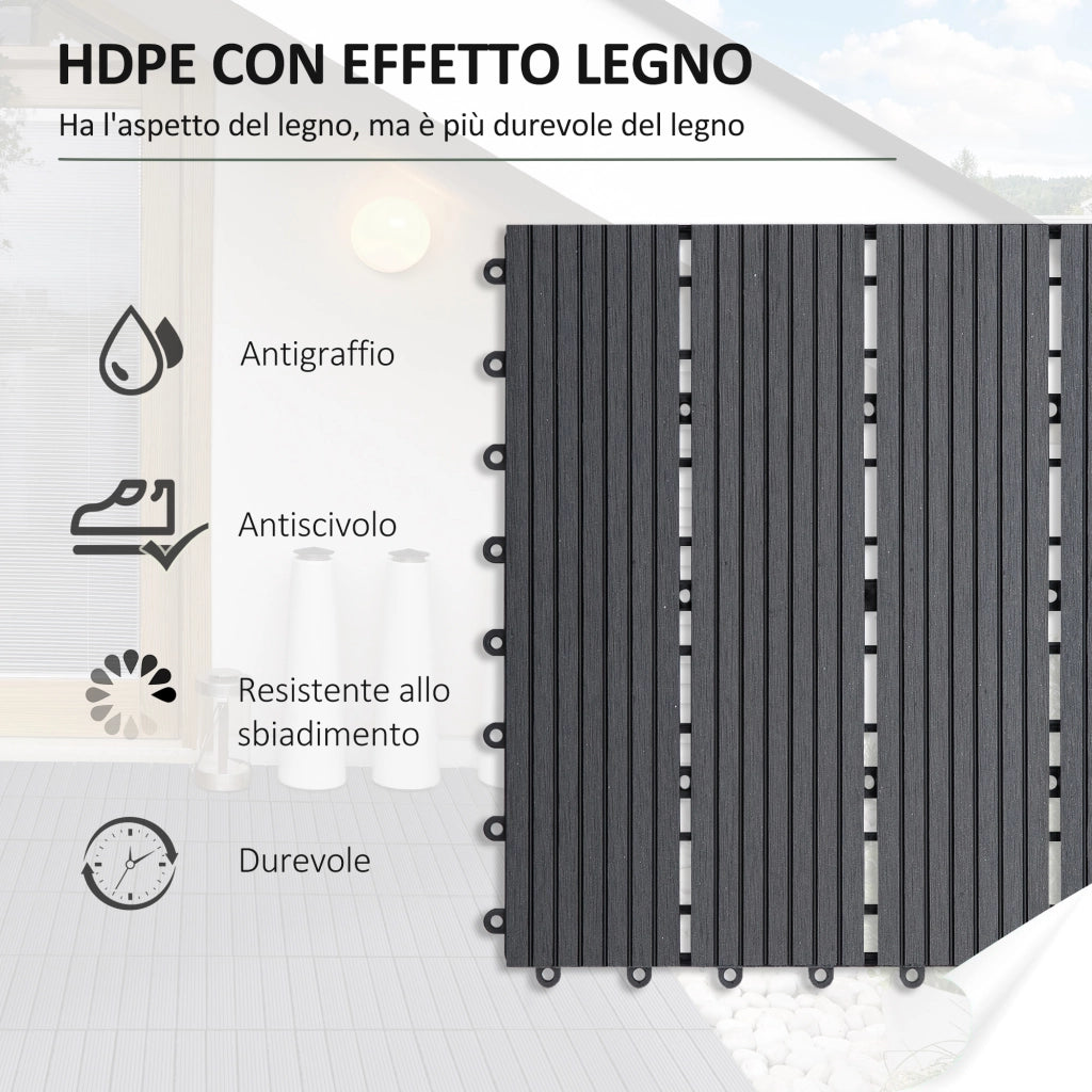 Set Piastrelle per Esterni in HDPE Riciclato ¨C zephmum ¨C Grigio 30x30x2.2 cm