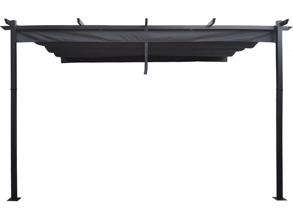 Pergola addossata in alluminio con tetto retrattile - 3 x 4 m - Grigio