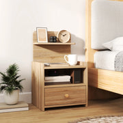 Comodino con 1 cassetto e vano aperto, anti-ribaltamento, per camera da letto, naturale, 40 × 35 × 66 cm
