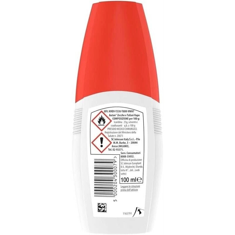 AUTAN SPRAY ANTIZECCHE ANTIZANZARE E TAFANI FINO A 3 ORE DI PROTEZIONE DAI TAFANI E 12 DALLE ZECCHE 100 ML