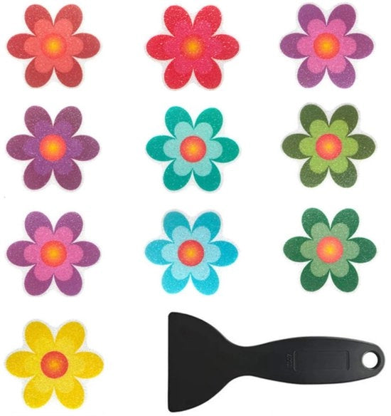 Sticker Antislip Autoadesivo - Sticker Antislip Bagno - Sticker Antislip Doccia - Sticker Antislip Scale - Sticker Antislip Bagno con Design Fiori - Materiale PEVA Impermeabile