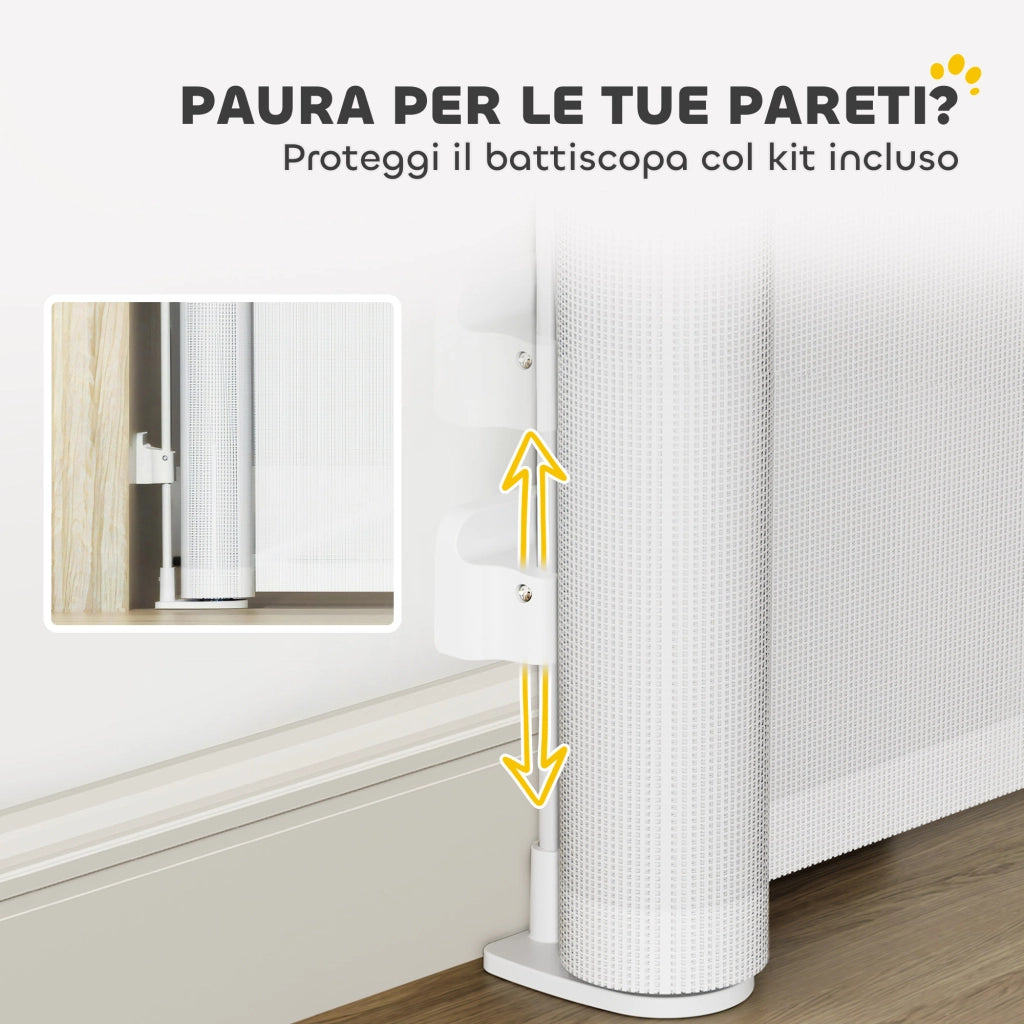Cancellino per Cani Piccoli Estensibile 0-125 cm e Retrattile con Blocco Automatico, Bianco
