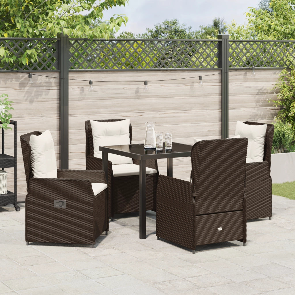 Set da pranzo da giardino  5 pezzi in rattan poliestere marrone